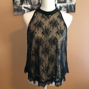 Lace Tank - Black w/ Nude colored liner